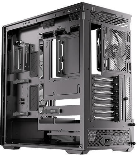 Antec FLUX REAR Gaming Midi-Turm Computergehäuse mit Seitenfenster Schwarz
