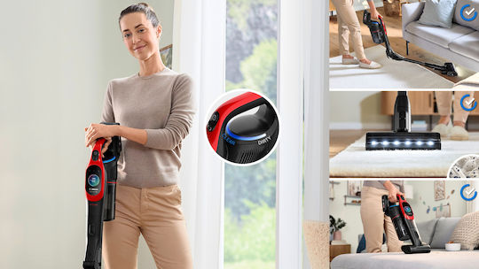 Bosch Unlimited 10 ProAnimal Прахосмукачка 2 в 1 Stick & Ръчна Червена