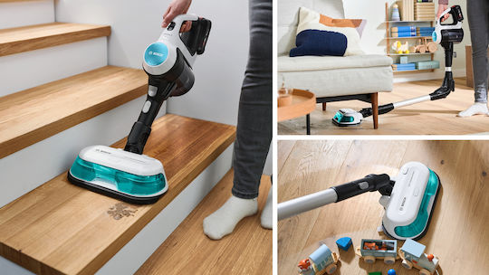 Bosch Unlimited 7 Презареждаща Вертикална Прахосмукачка 2 В 1 Stick И Ръчна 18V Тюркоазена