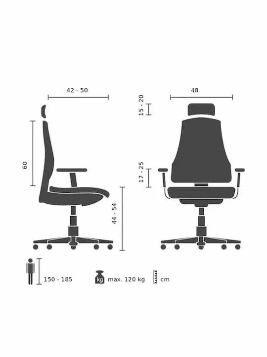 Hjh Оffice Vapor Lux Καρέκλα Γραφείου με Ανάκλιση και Ρυθμιζόμενα Μπράτσα Μαύρη