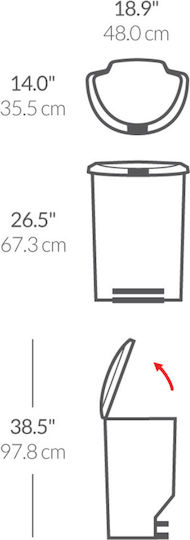 Simplehuman Πλαστικός Κάδος Απορριμμάτων με Πεντάλ 50lt