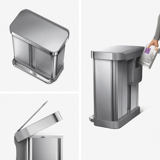 Simplehuman Plastic Coș de gunoi Reciclare cu Pedală 2x58lt