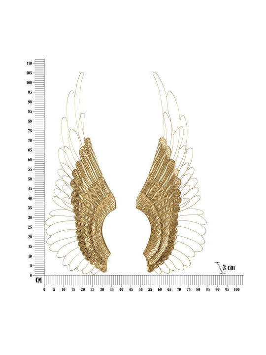 Mauro F Gold Wall Decor Made of Metal 105.5x3x37cm 2 Pieces