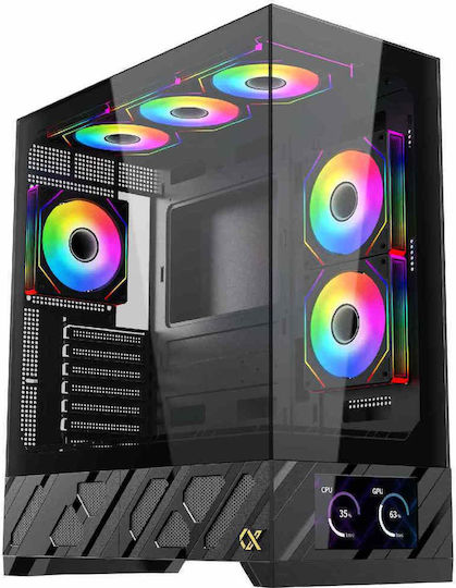 Xigmatek Alphard Pro Геймърско Midi Tower Компютърна Кутия с Страничен Прозорец и RGB Осветление Черна
