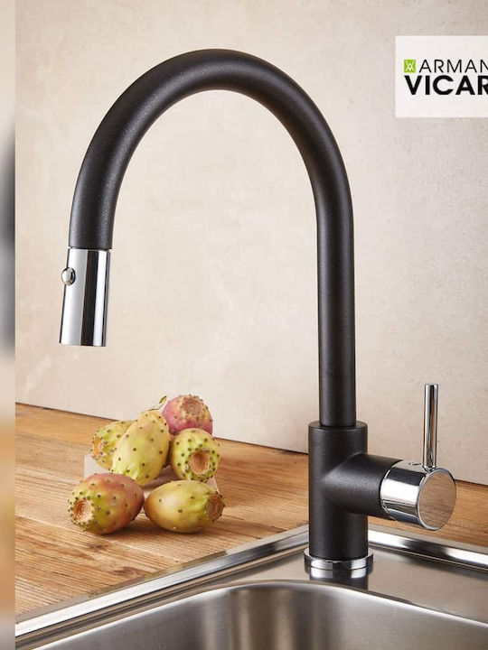 Armando Vicario Fluo Kitchen Faucet Counter with Pull-Out Spray Grey