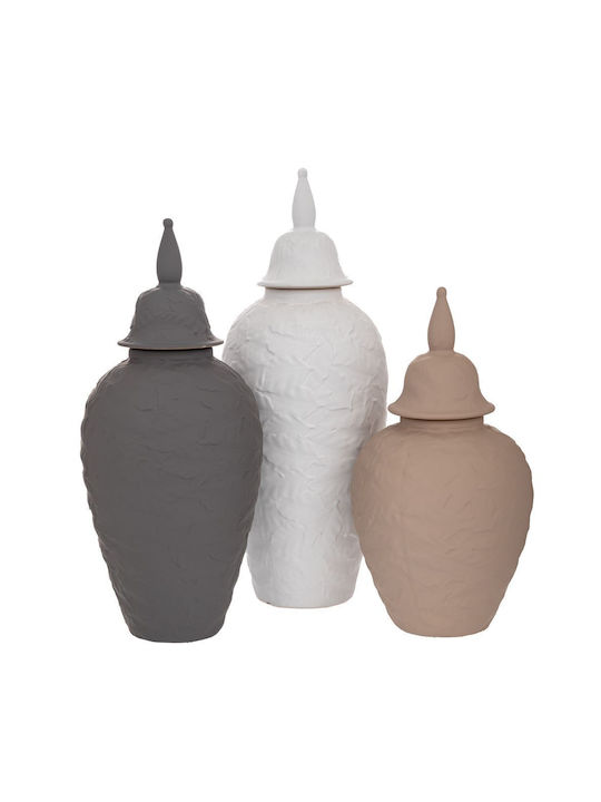 Weißes Keramikvase mit Deckel 17x44cm