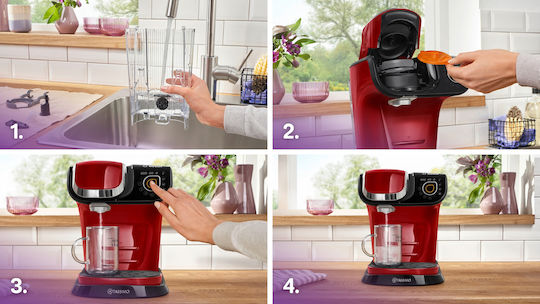 Bosch My Way 2 Pod Coffee Machine Tassimo Pressure 3.3bar Red