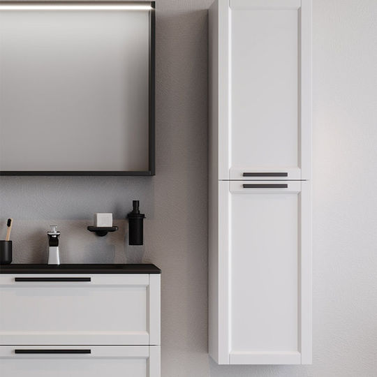 Martin Laguna 35 Wall Hung Cabinet Matte Lacquer Bathroom Column Cabinet L35xD35xH138cm White