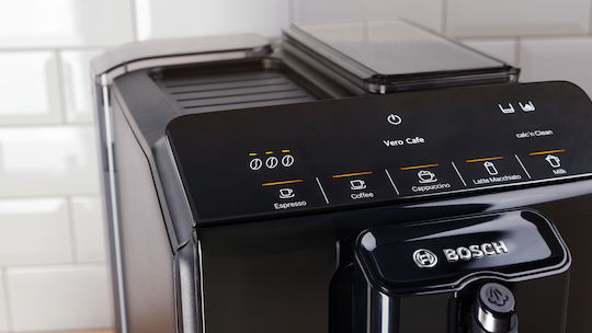 Bosch Αυτόματη Μηχανή Espresso 1300W Πίεσης 15bar με Μύλο Άλεσης Μαύρη TIE20119