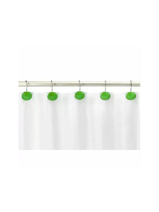 Set Decorative Hooks Shower Curtains Jup 5313018 Round Shape Green 12 Pieces