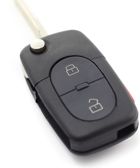 Husă Pentru Chei Auto Audi Tip Cuțit 2+1 Butoane 1 Buton Panică Baterie 1616 Carguard