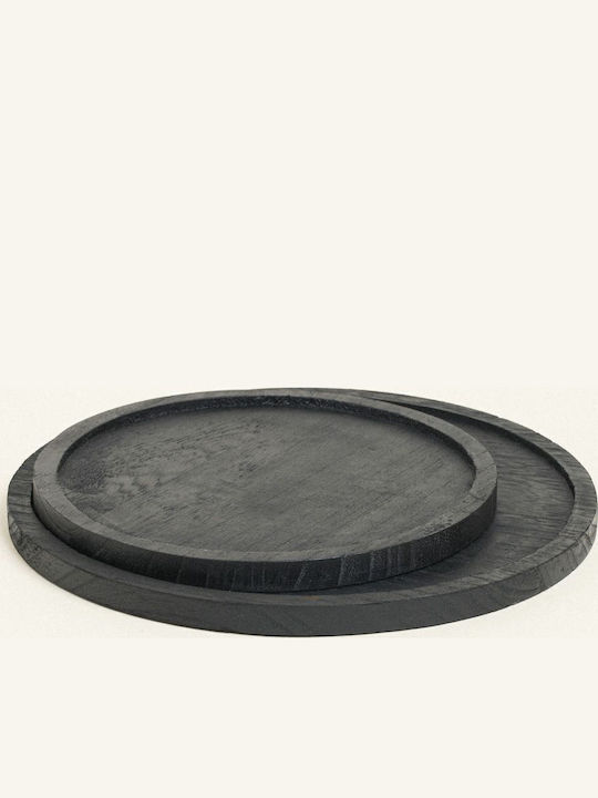 Beauty Home Holz Rund Serviertablett in Schwarz Farbe 29.5x29.5cm 800404-8d1237b3 1Stück