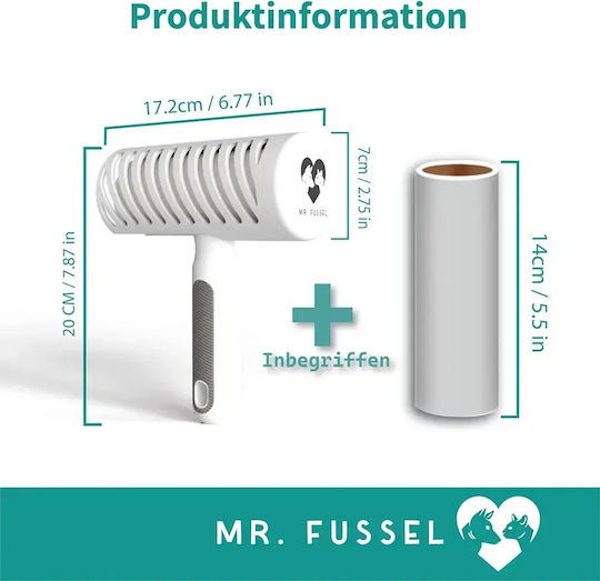 Четка За Премахване На Кучешка Коса Mr Fussel 16040-35 16040-2 2 В 1 Четка Ролка Резервна Ролка Бяла