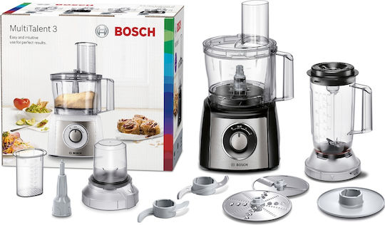 Bosch Multifunctional Food Processor 800W with Pot 2.3lt and Jug Blender Black