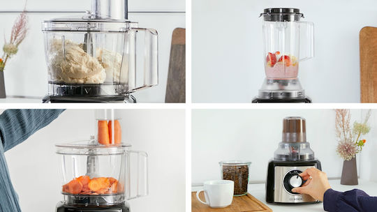 Bosch Multifunctional Food Processor 800W with Pot 2.3lt and Jug Blender Black