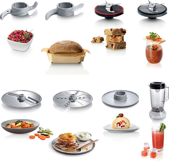 Bosch Multifunctional Food Processor 800W with Pot 2.3lt and Jug Blender Black