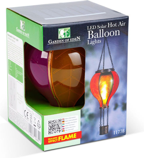 Lampă Solară Suspendată Balon cu Aer Cald Efect de Flacără 12 LED-uri Galbene 11 X 11 X 37 Cm
