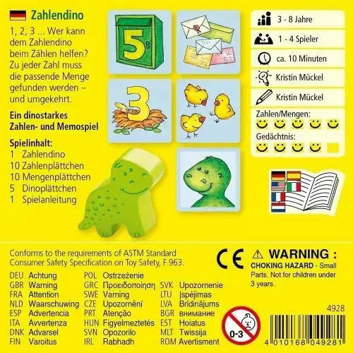 Brettspiel Number Dino für 1-4 Spieler 3+ Jahre 9281 (GER) Haba