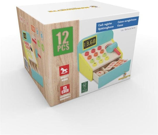 Children's Wooden Toy Cash Register for 1.5+ Years 12 Pieces