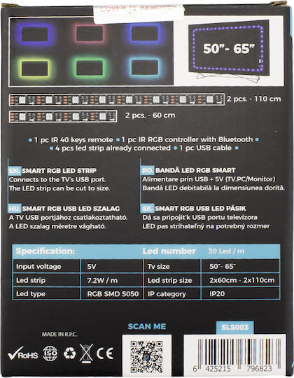 Alista Home Inteligent Bandă LED Pentru televizor USB 5V RGB Lumină cu Sursă de alimentare & Telecomandă
