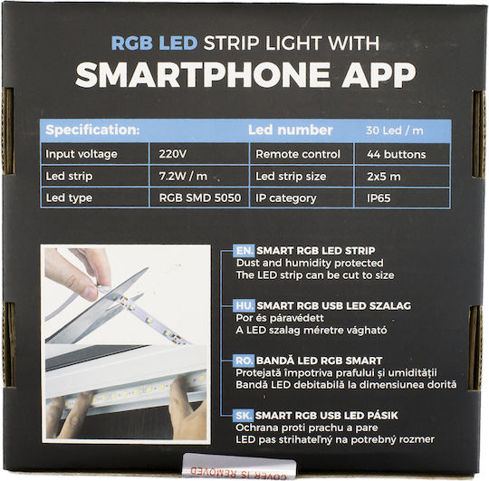 Alista Home Rezistent la apă Inteligent Bandă LED 12V RGB Lumină 10m Tip SMD5050 cu Telecomandă