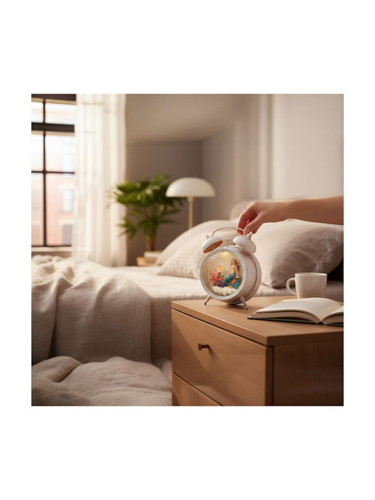 Beige Decorative Alarm Clock 20cm Mermaid Light Sound Usb Wjl912b