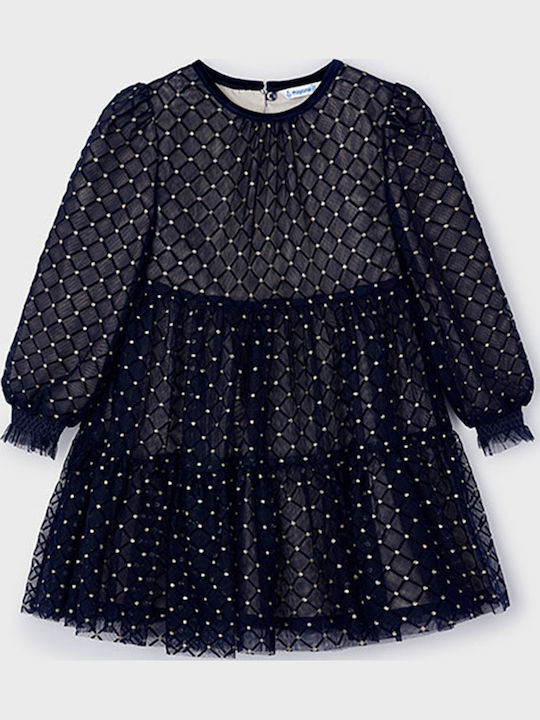 Children's Dress Long Sleeve Tulle Navy Blue