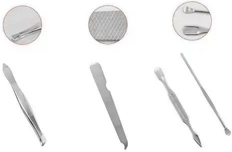 Manicure Eyebrow Set In Case Jup Meow 193998-6-Gr Eco Leather Mint Green