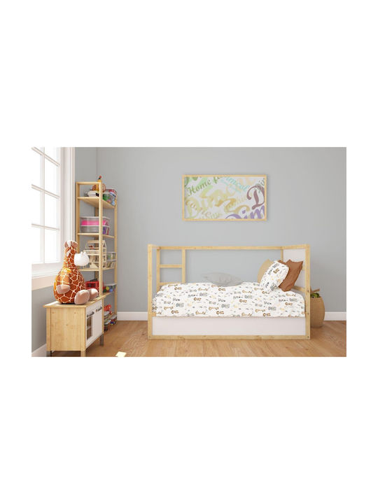 Dimcol Baby Bettlaken Weiß-Grau 70x155cm