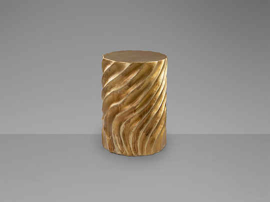 Round Side Table Made of Solid Wood Gold 38x55.8x38 cm