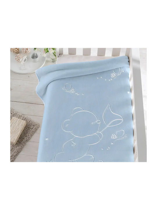 Piel SA Decke Wickeltücher für Kinderzimmer 6654 Osito Mariposas Samt Hellblau 80x110cm