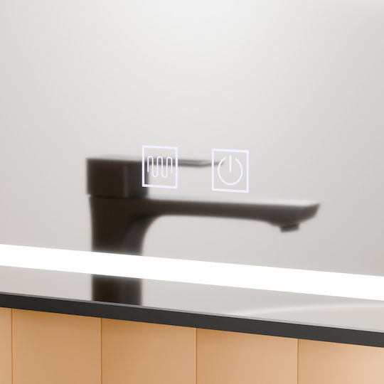 Alista Home Rechteckiger Badezimmerspiegel Led Berührung aus Metall 45x60cm Schwarze