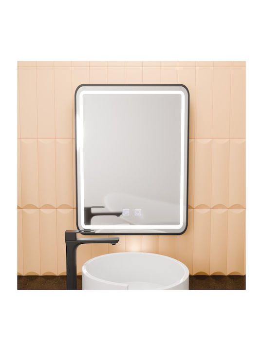 Alista Home Ορθογώνιος Καθρέπτης Μπάνιου Led Αφής 45x60cm Μαύρος