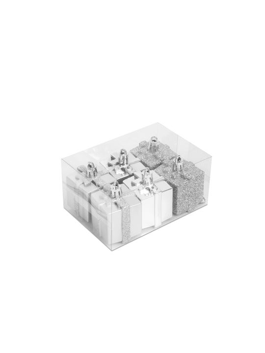 Christmas Tree Decoration Set Silver Gift 4.5 Cm 6 Pcs Set