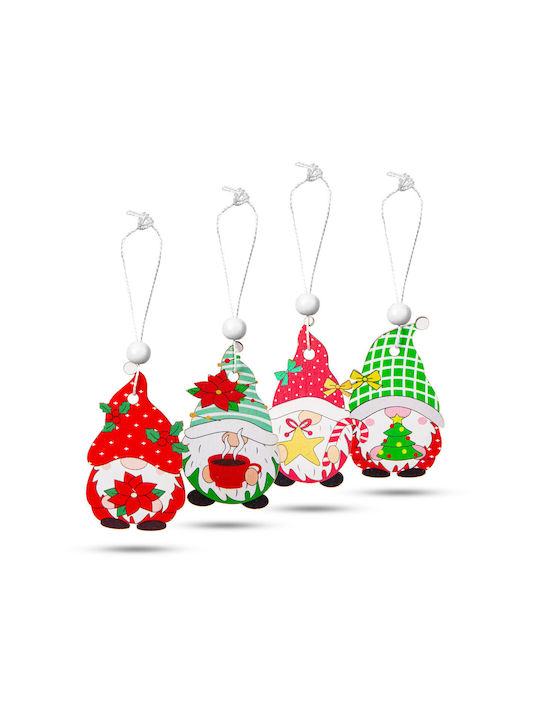 Christmas Tree Decorations Hanging Wooden Elves 4 Types 12 Pcs Package