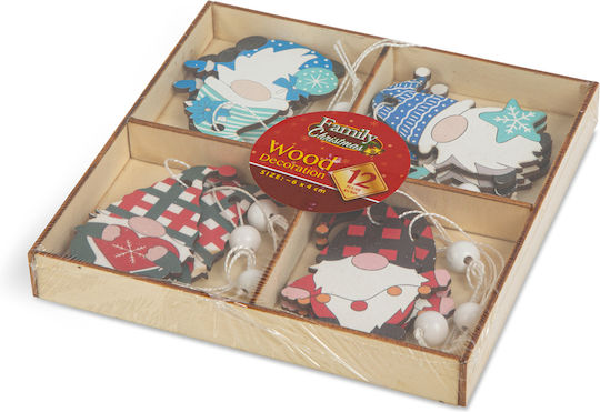 Weihnachtsbaumschmuck Hängende Holz Zwerge 4 Sorten 12 Stück Paket