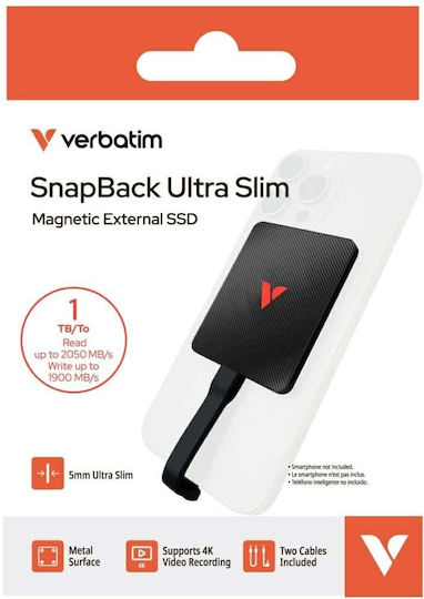 Verbatim Snapback Ultra Slim USB-C Εξωτερικός SSD 1TB 2.5" Μαύρο