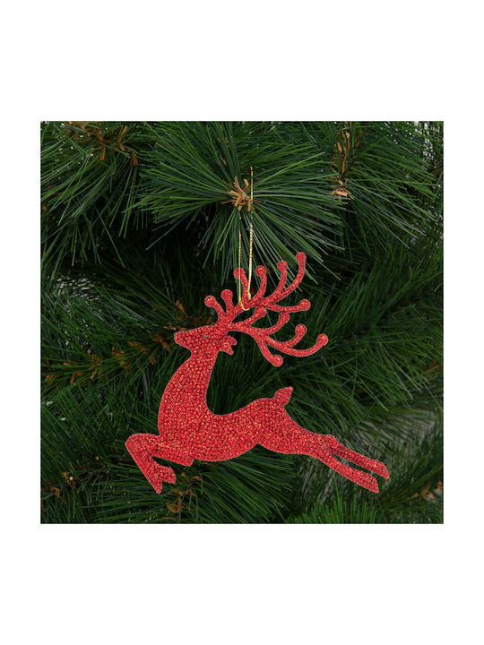 Christmas Tree Decoration Glitter Reindeer 12 Cm Red Gold Silver 4 Pieces Pack