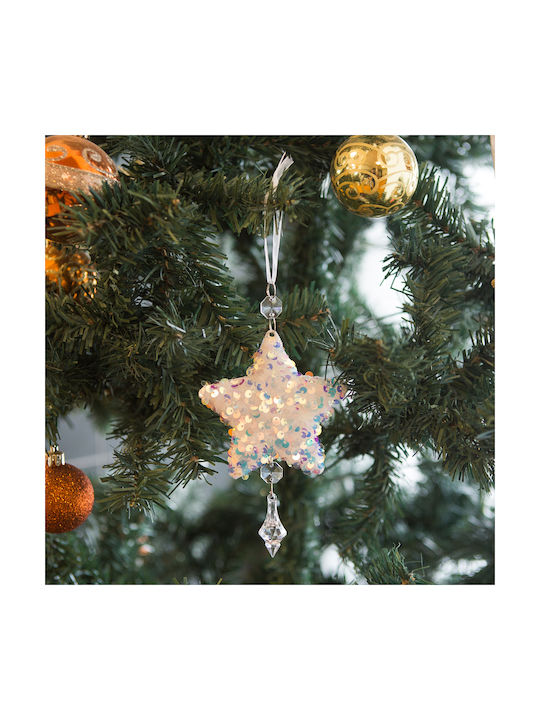 Christmas Tree Ornament Iridescent Star Acrylic Hanger 2 Shapes Snowflake Star