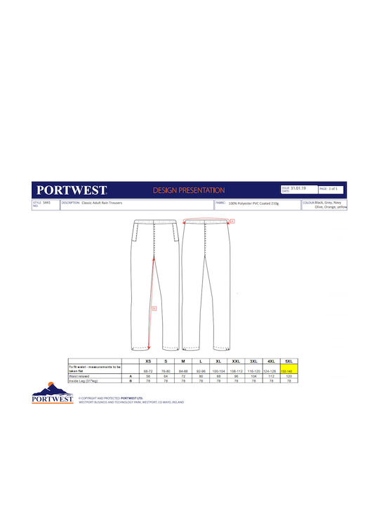 Portwest Waterproof Work Trousers Navy Blue