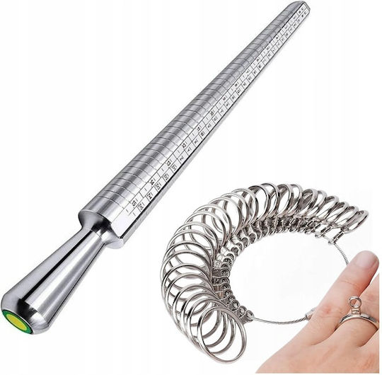 Ring Size Measuring Set Zola Steel Sizes 1-17 Rod Length 25 Cm Silver
