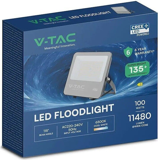 V-TAC Wasserdichter LED-Fluter 100 W Kaltweiß 6500 K IP65