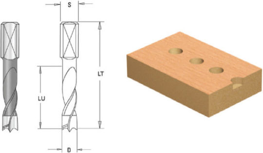 Burghiu Cms Pentru Găuri Oarbe Spirală Cilindrică Tijă Aplatizată D 6x30x57.5 Z2+2 Dr