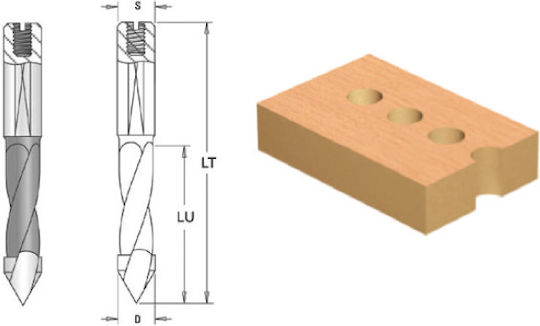 Carbide Tipped Drill Bit Through Holes Flattened Cylindrical Shank Adjustment Screw D8x35x70 Z2