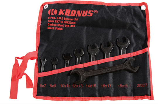 Set Brown Fixed Wrenches Textile Pouch 8 Pieces