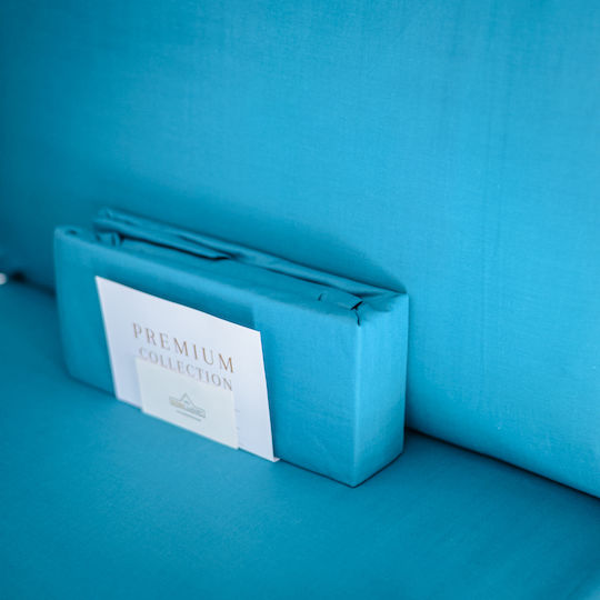My Home Luxury Sheet Set with 2 Pillowcases Super-Double with Elastic 160x200cm. Turquoise 3pcs