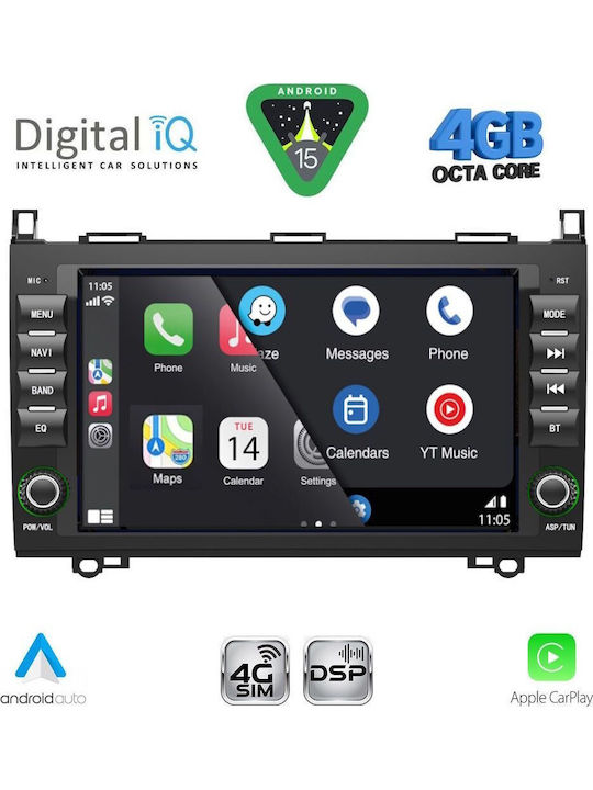 Digital IQ Auto-Audiosystem für Mercedes-Benz Sprinter / Vito / Viano 2007-2019 (Bluetooth/USB/WiFi/GPS/Apple-Carplay/Android-Auto) mit Touchscreen 8"