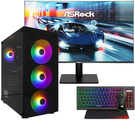 Vengeance Настолен компютър Square-V4 Ryzen 5-5600G 16GB DDR4 512GB SSD Без операционна система и Модел на монитор ASRock CL25FFA