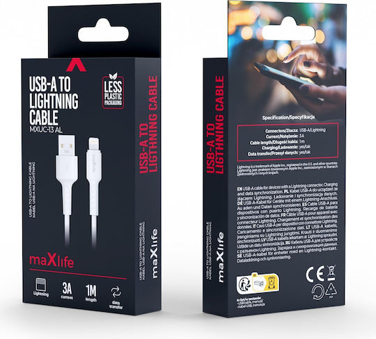 Maxlife USB-A to Lightning Cable White 1m