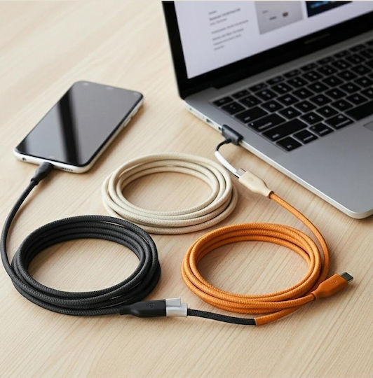Energea Magnetic / Spiral USB 2.0 Cable USB-C male - USB-C 60W PD Μαύρο 1.5m